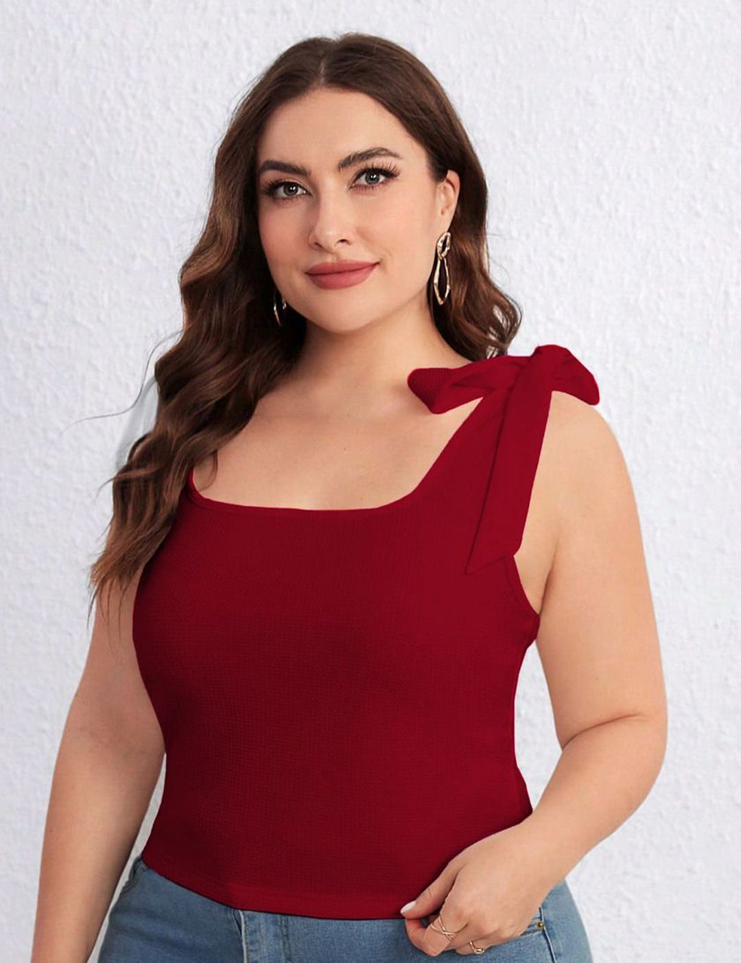 KOTTY Women Plus Size Solid Scoop Neck Top
