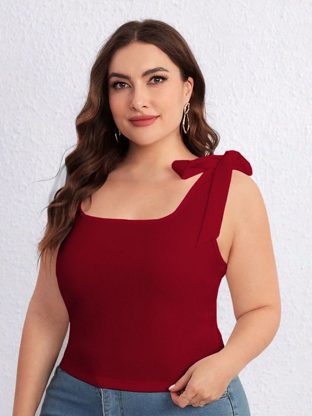 KOTTY Women Plus Size Solid Scoop Neck Top