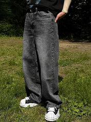 Kotty Men Wide Leg Mid-Rise Light Fade Stretchable Jeans