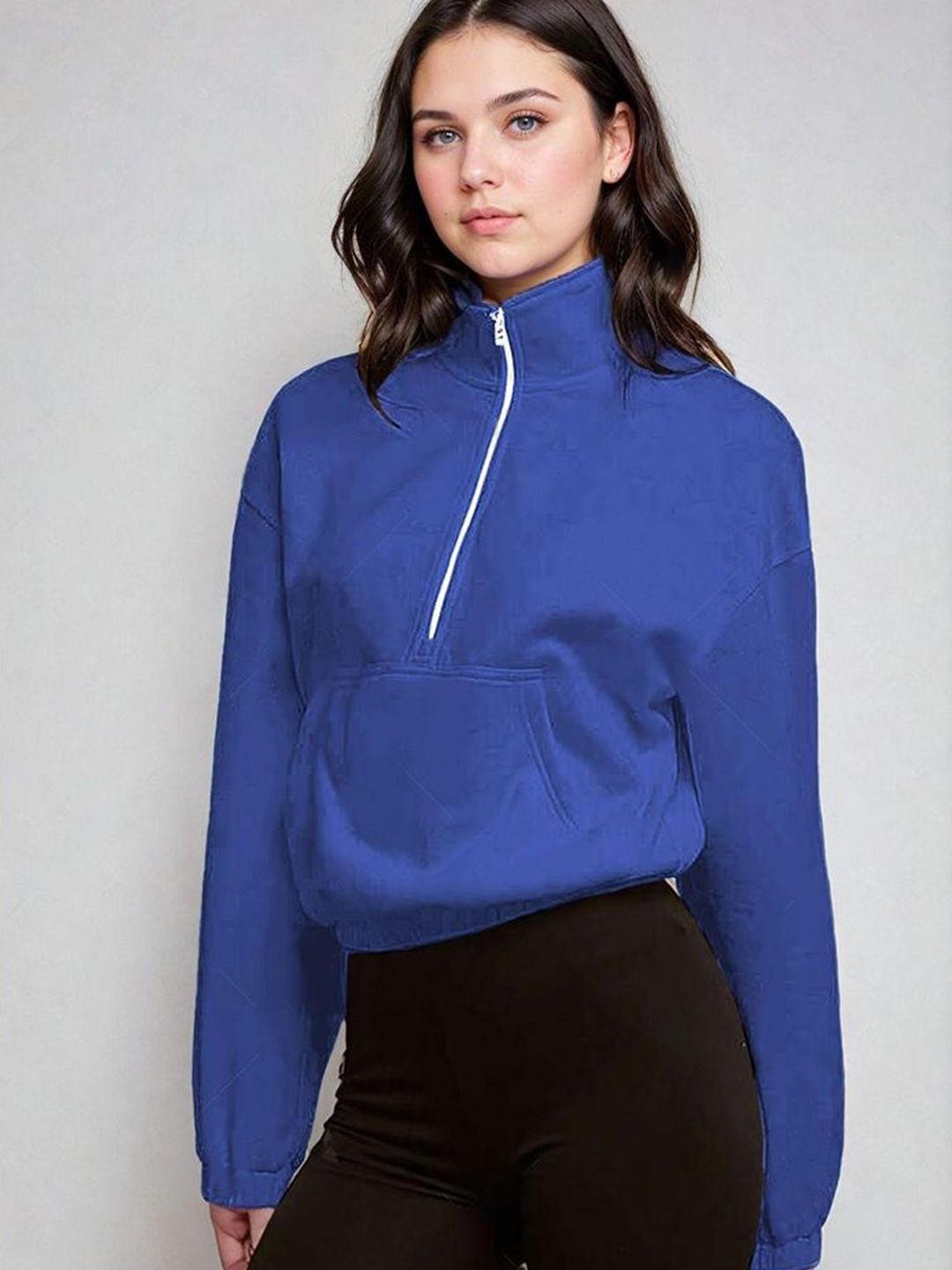 Kotty Women Half Zipper Cotton Sweatshirt