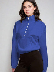 Kotty Women Half Zipper Cotton Sweatshirt