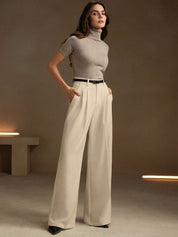 Kotty Women Relaxed Straight Leg High-Rise Pleated Parallel Trousers