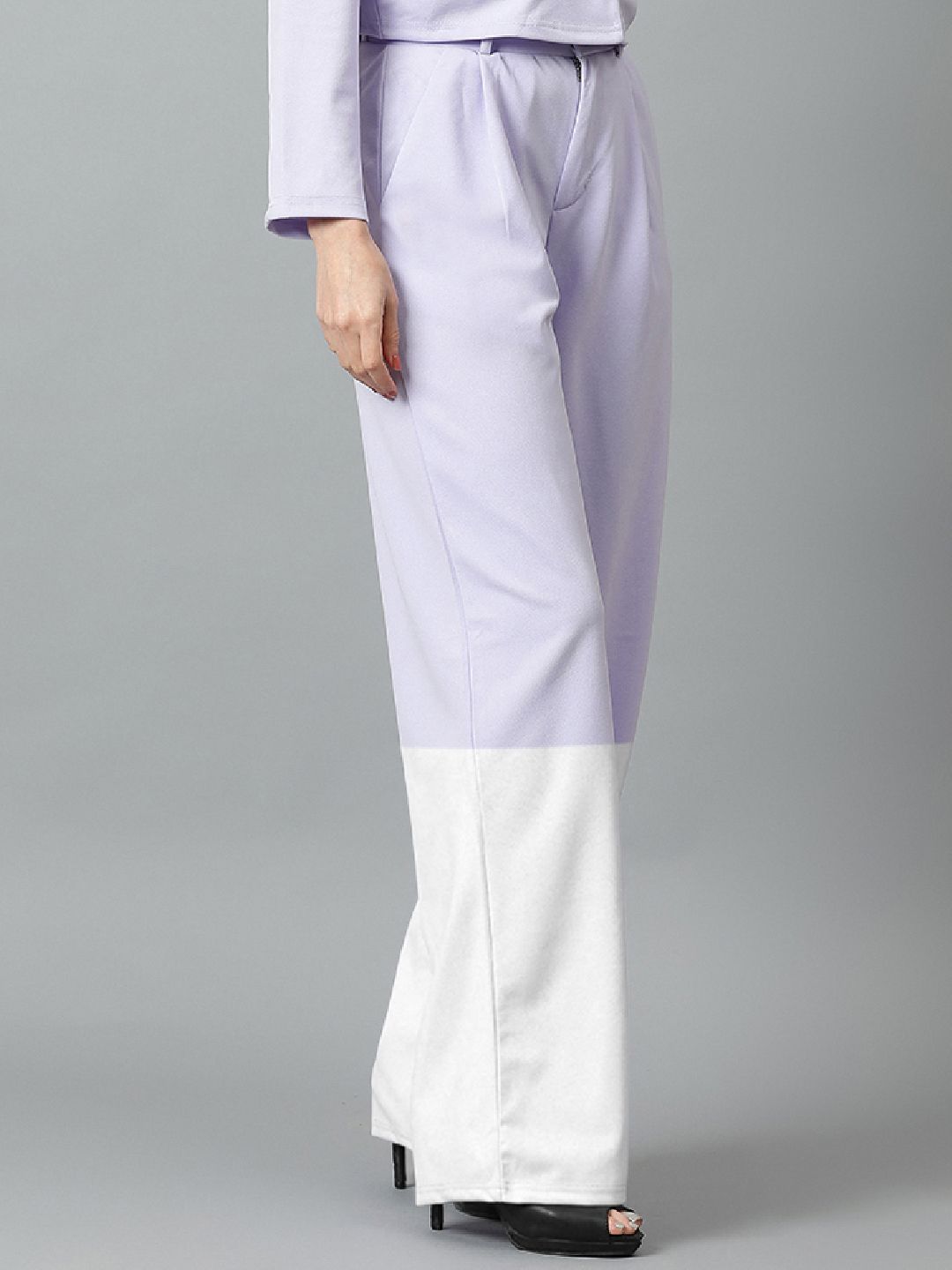 Kotty Women Colourblocked High-Rise Regular Fit Trousers