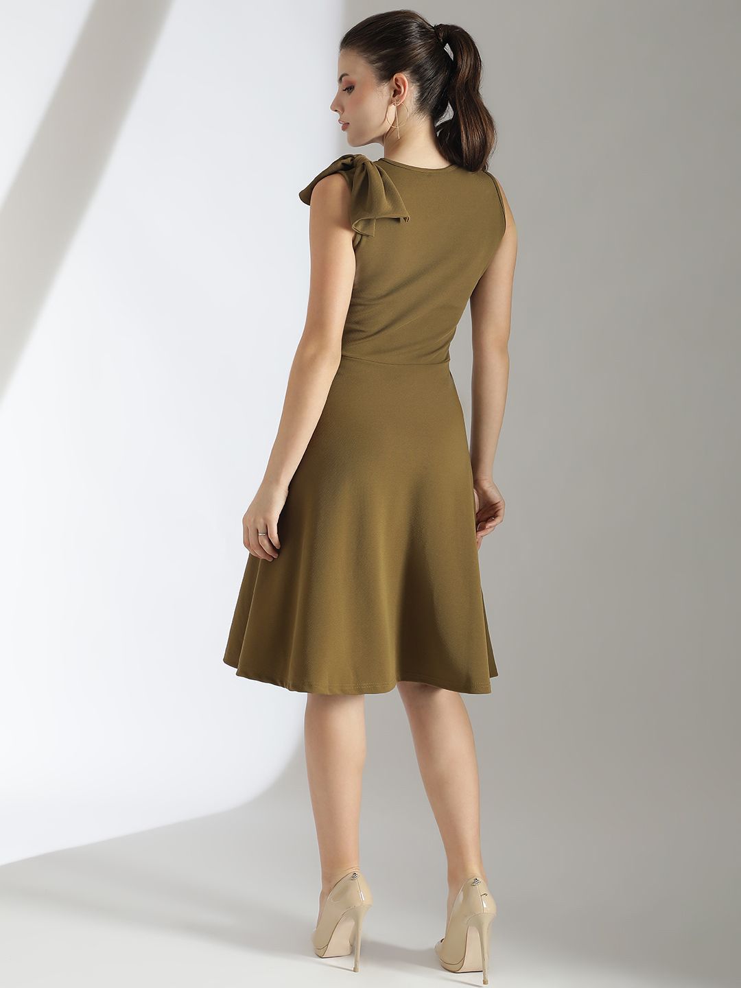 Kotty Women Tie-Up Neck Bow Detail Fit & Flare Dress