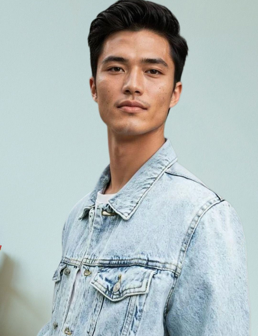 Kotty Men Spread Collar Washed Solid Denim Jacket