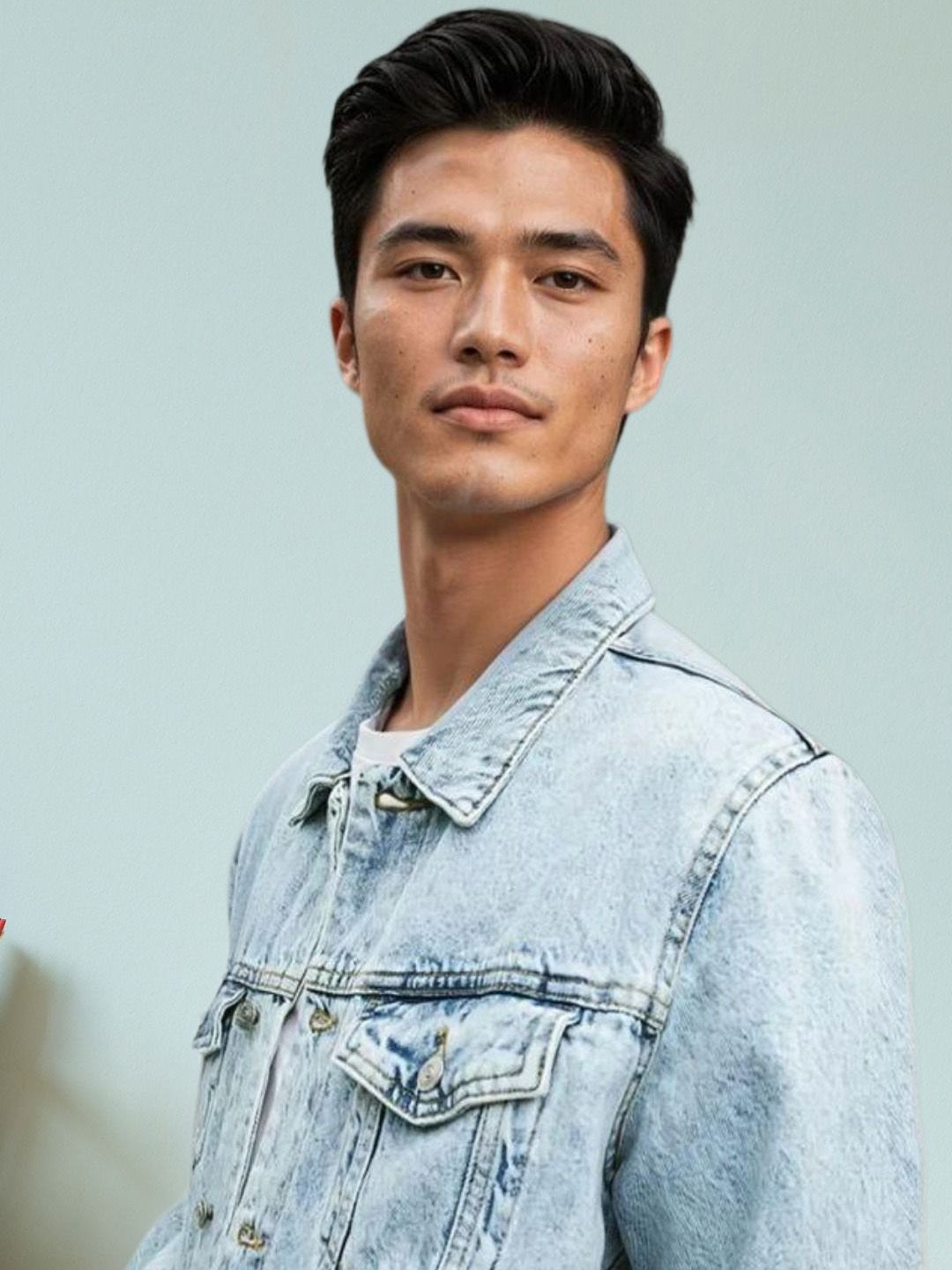 Kotty Men Spread Collar Washed Solid Denim Jacket