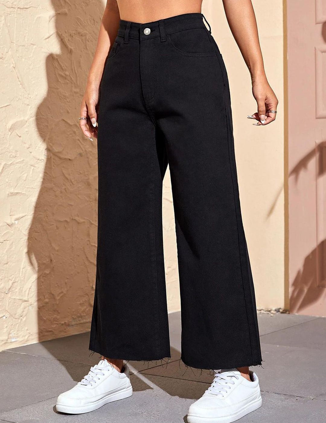 Kotty Women Jean Wide Leg High-Rise Clean Look Stretchable Jeans