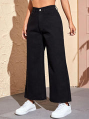 Kotty Women Jean Wide Leg High-Rise Clean Look Stretchable Jeans