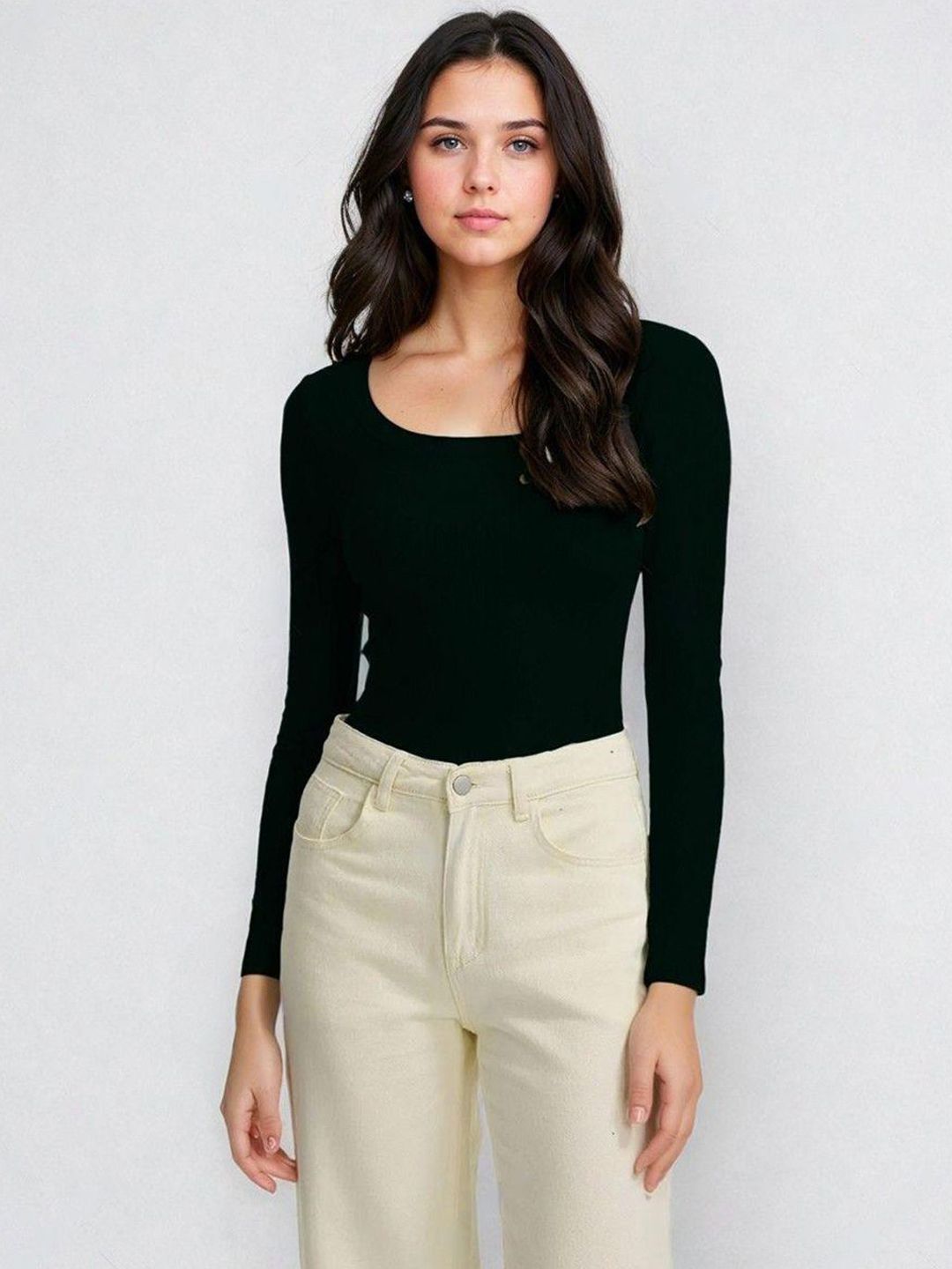 Kotty Black and Mustard Brown Long Sleeves T-Shirt with Trouser