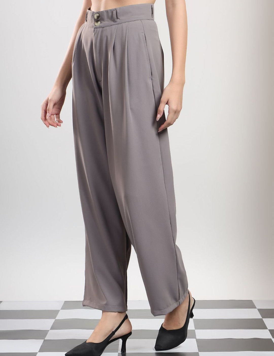 Kotty Women High-Rise Easy Wash Pleated Trousers