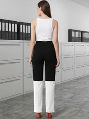 Black Regular Fit Mid-Rise Trousers for Women | Kotty