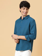 Kotty Men Relaxed Spread Collar Solid Casual Shirt