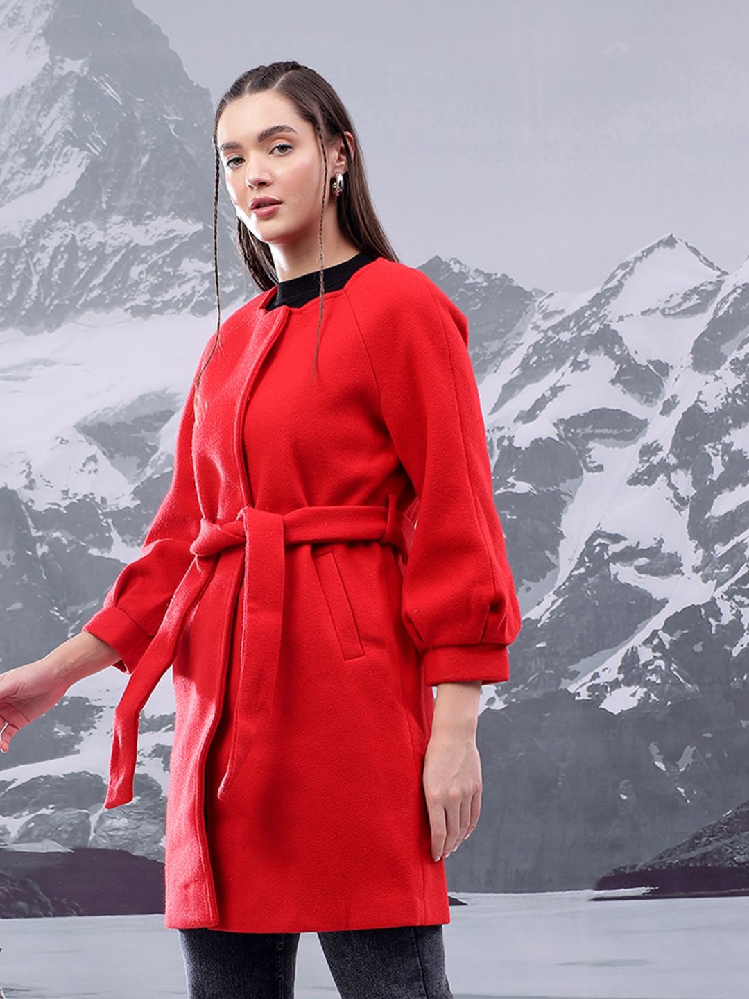 Kotty Women Notched Lapel Single-Breasted Overcoat