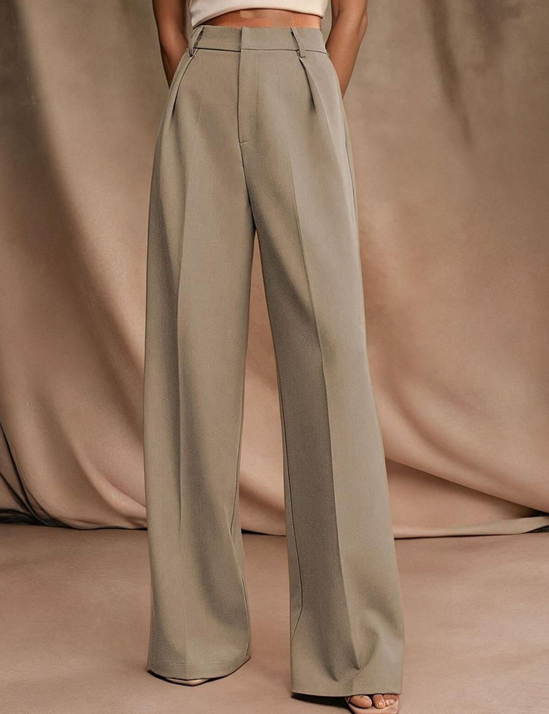 Kotty Women Cotton Relaxed Straight Leg Straight Fit High-Rise Easy Wash Formal Trousers