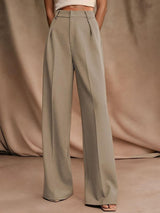 Kotty Women Cotton Relaxed Straight Leg Straight Fit High-Rise Easy Wash Formal Trousers