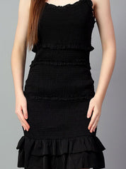 Kotty Women Ruffled A-Line Knee Length Sleeveless Dress