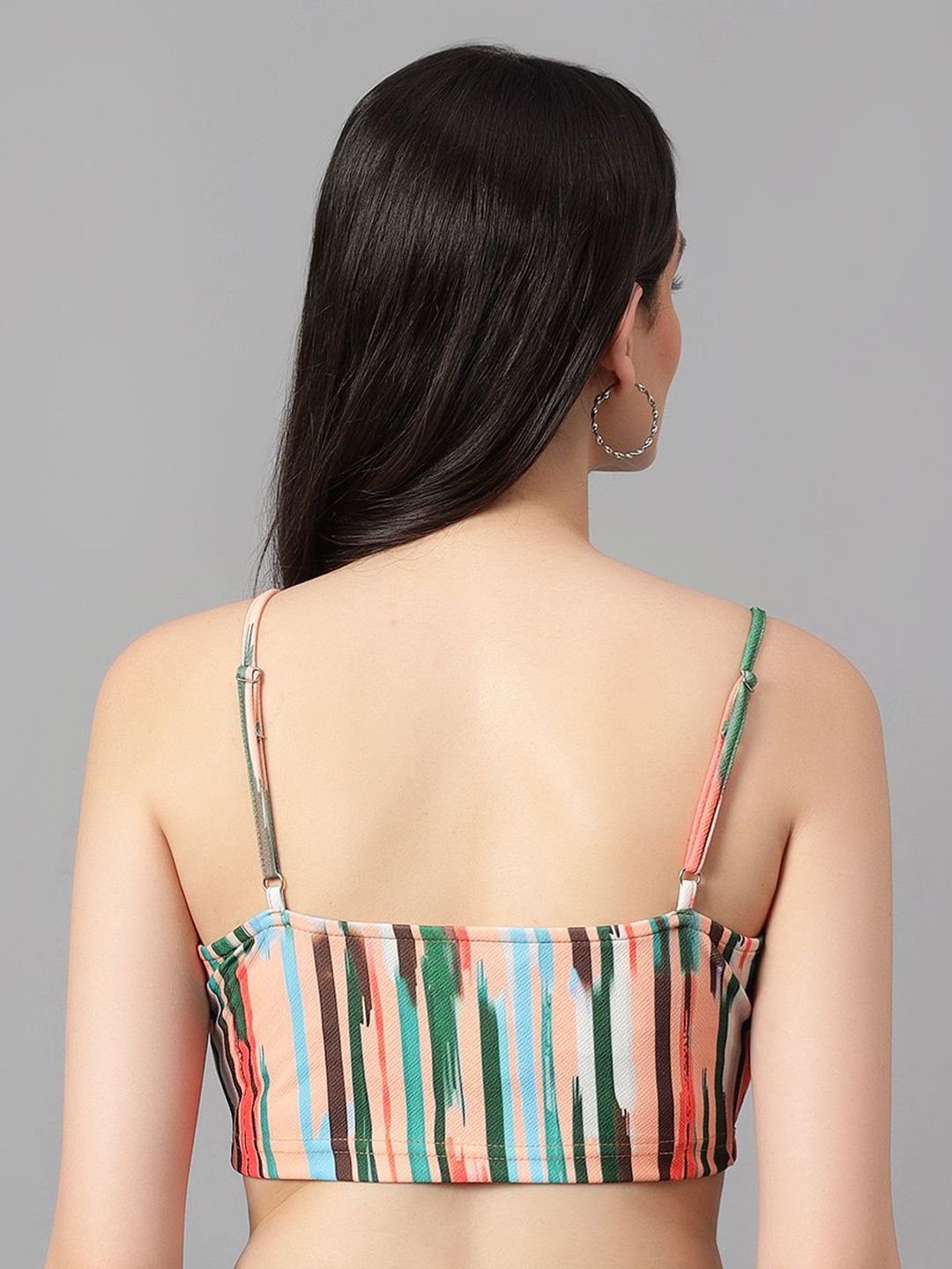 Kotty Women Vertical Stripes Square Neck Crop Top