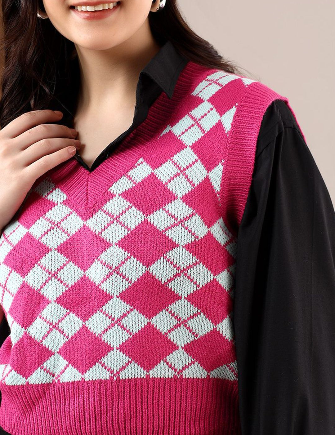 Kotty Women Chevron Printed Sweater Vest