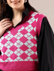 Kotty Women Chevron Printed Sweater Vest