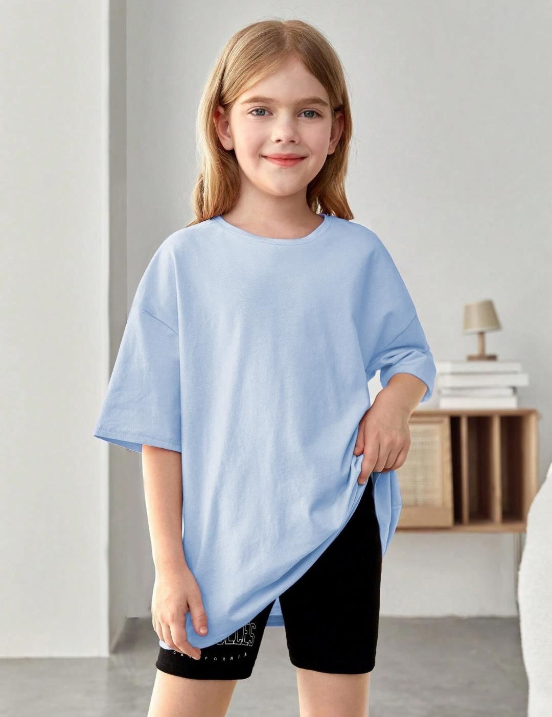 Kotty Girls Graphic Printed Round Neck Cotton Oversized T-shirt