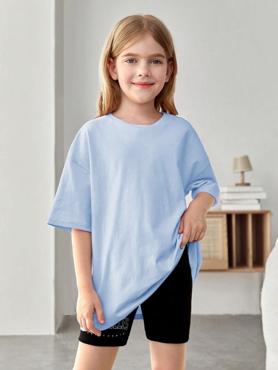 Kotty Girls Graphic Printed Round Neck Cotton Oversized T-shirt