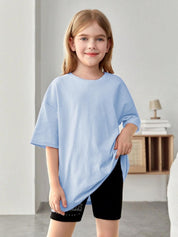 Kotty Girls Graphic Printed Round Neck Cotton Oversized T-shirt