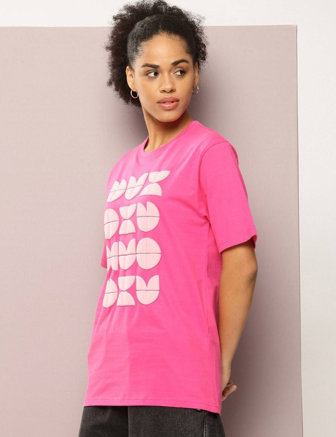 Kotty Geometric Printed Oversized T-shirt