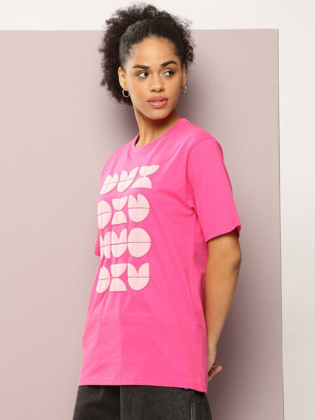 Kotty Geometric Printed Oversized T-shirt