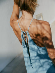 Kotty women ocean blue halter neck maxi dress