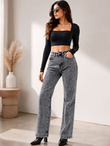 Kotty Women Jean High-Rise Mildly Distressed Light Fade Stretchable Jeans