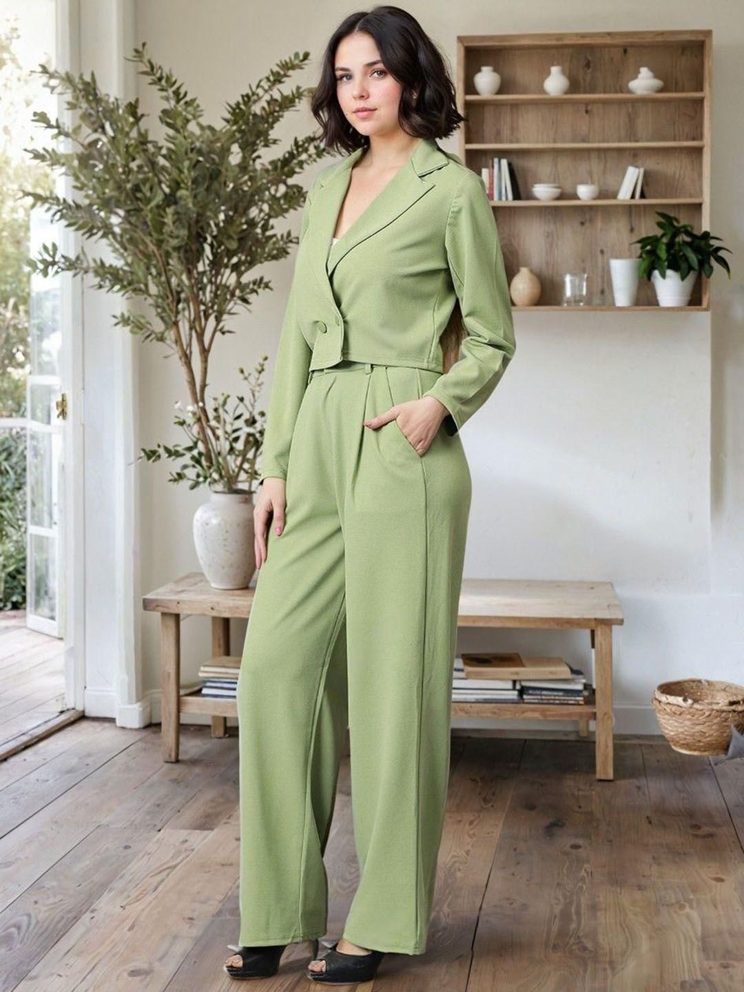 Kotty Lapel Collar Long Sleeves Coat With Trouser 