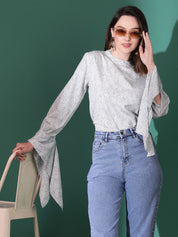 Kotty Women Abstract Printed High Neck  Top