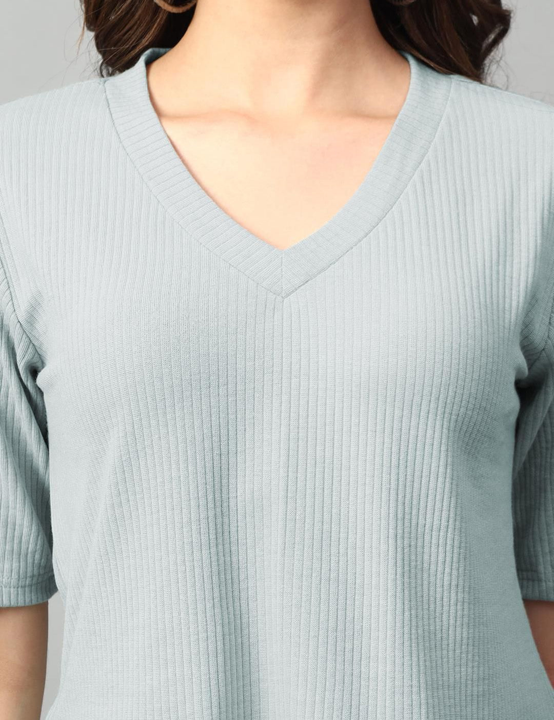 Kotty Green V-Neck Short Sleeves Top With Skirt 