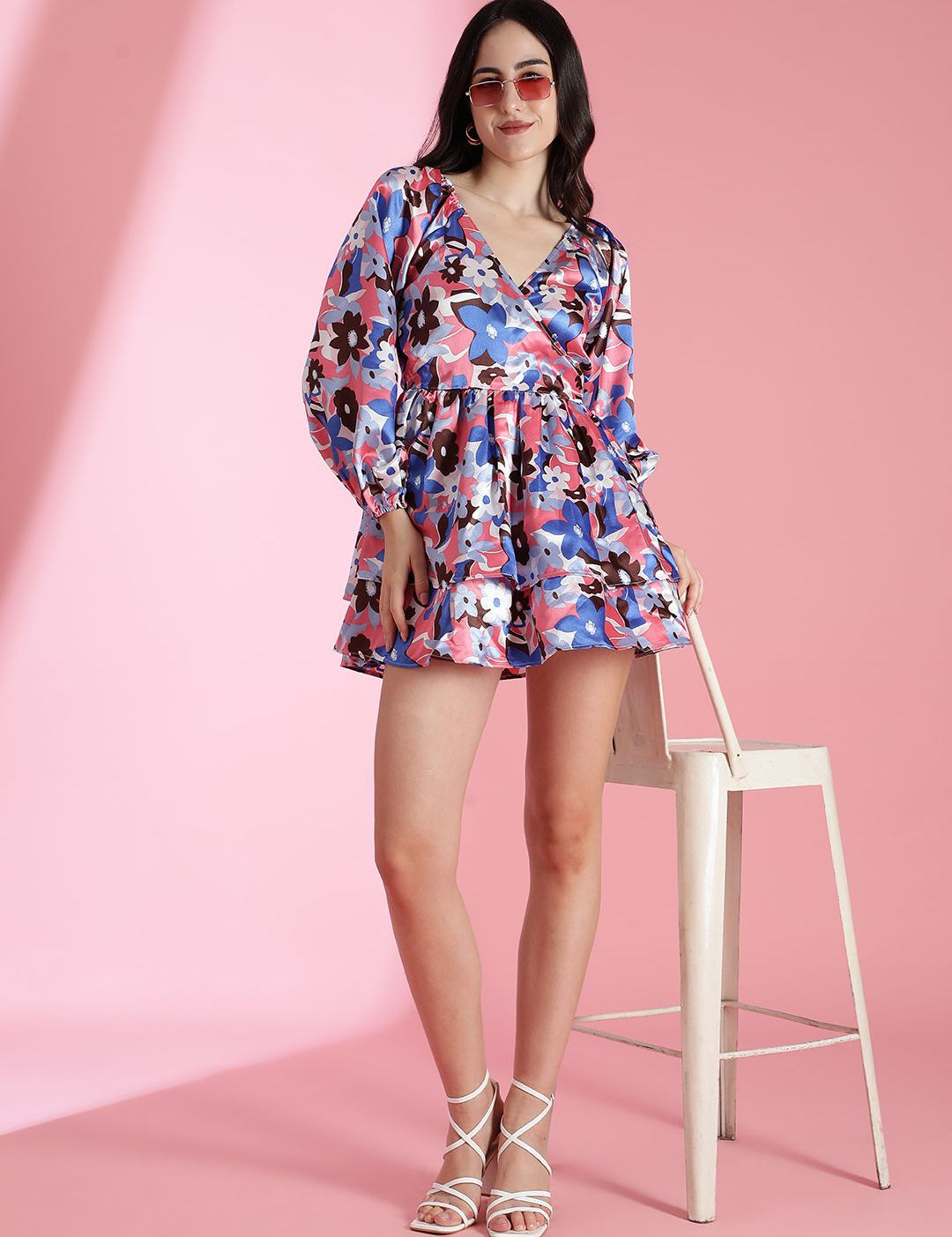 Kotty Women Floral Printed Puff Sleeve Fit & Flare Dress