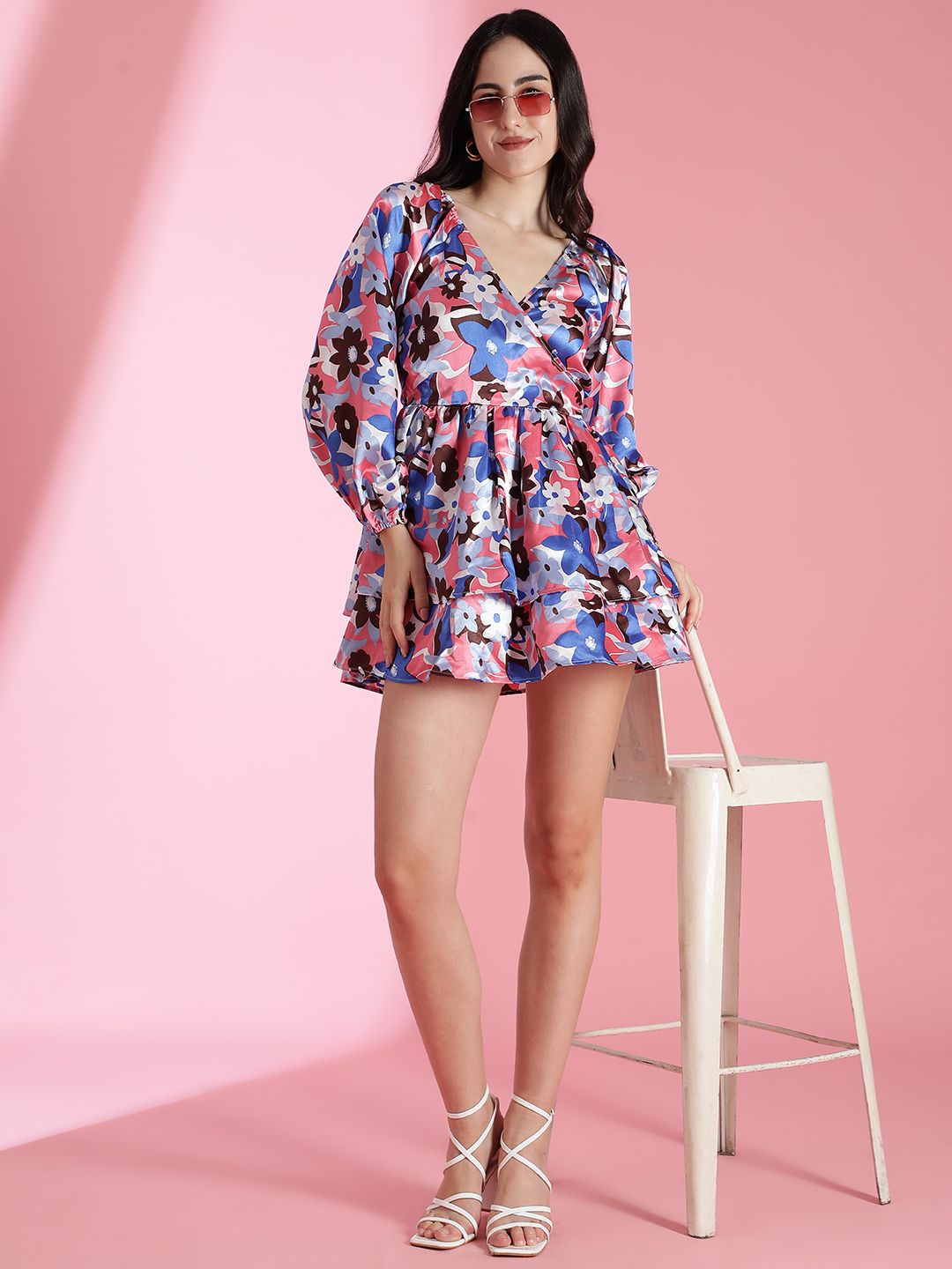 Kotty Women Floral Printed Puff Sleeve Fit & Flare Dress