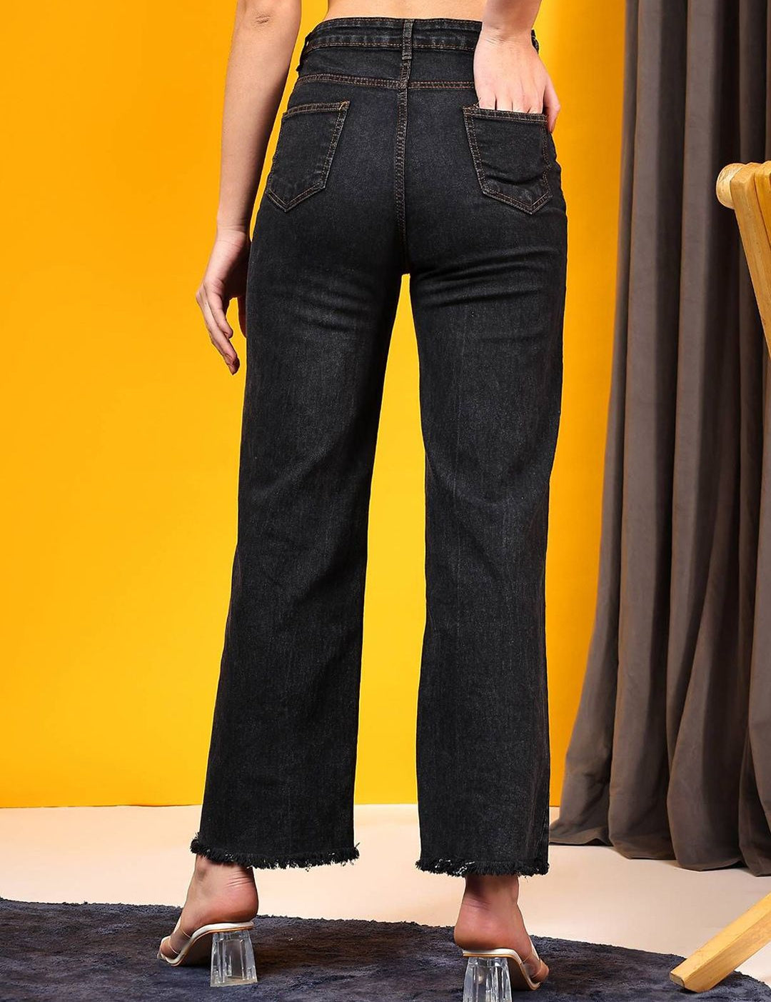 Kotty Women Wide Leg High-Rise Stretchable Regular Jeans