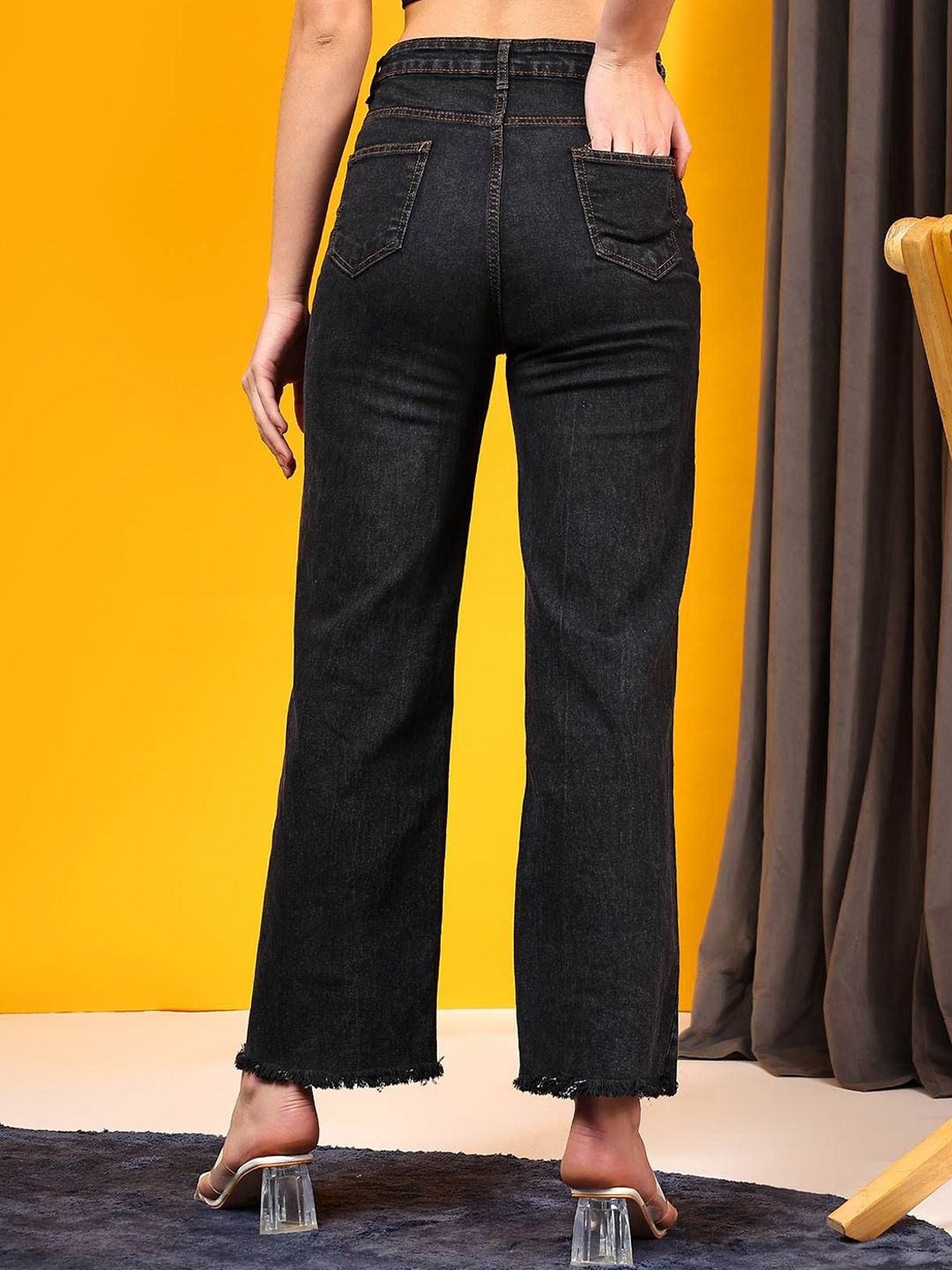Kotty Women Wide Leg High-Rise Stretchable Regular Jeans