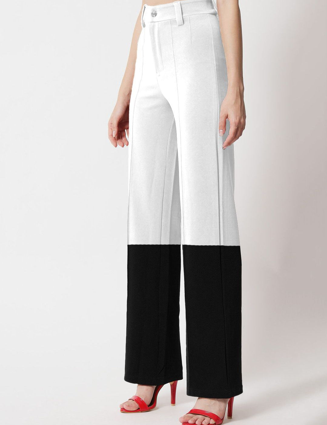 Kotty Women Colourblocked Relaxed Straight Leg Straight Fit High-Rise Easy Wash Trousers