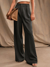 Kotty Women High-Rise Relaxed Straight Leg Pleated Wide Leg Trousers