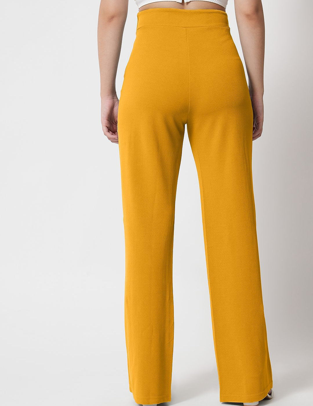 Kotty Women Relaxed Straight Fit High Rise Pleated Trousers