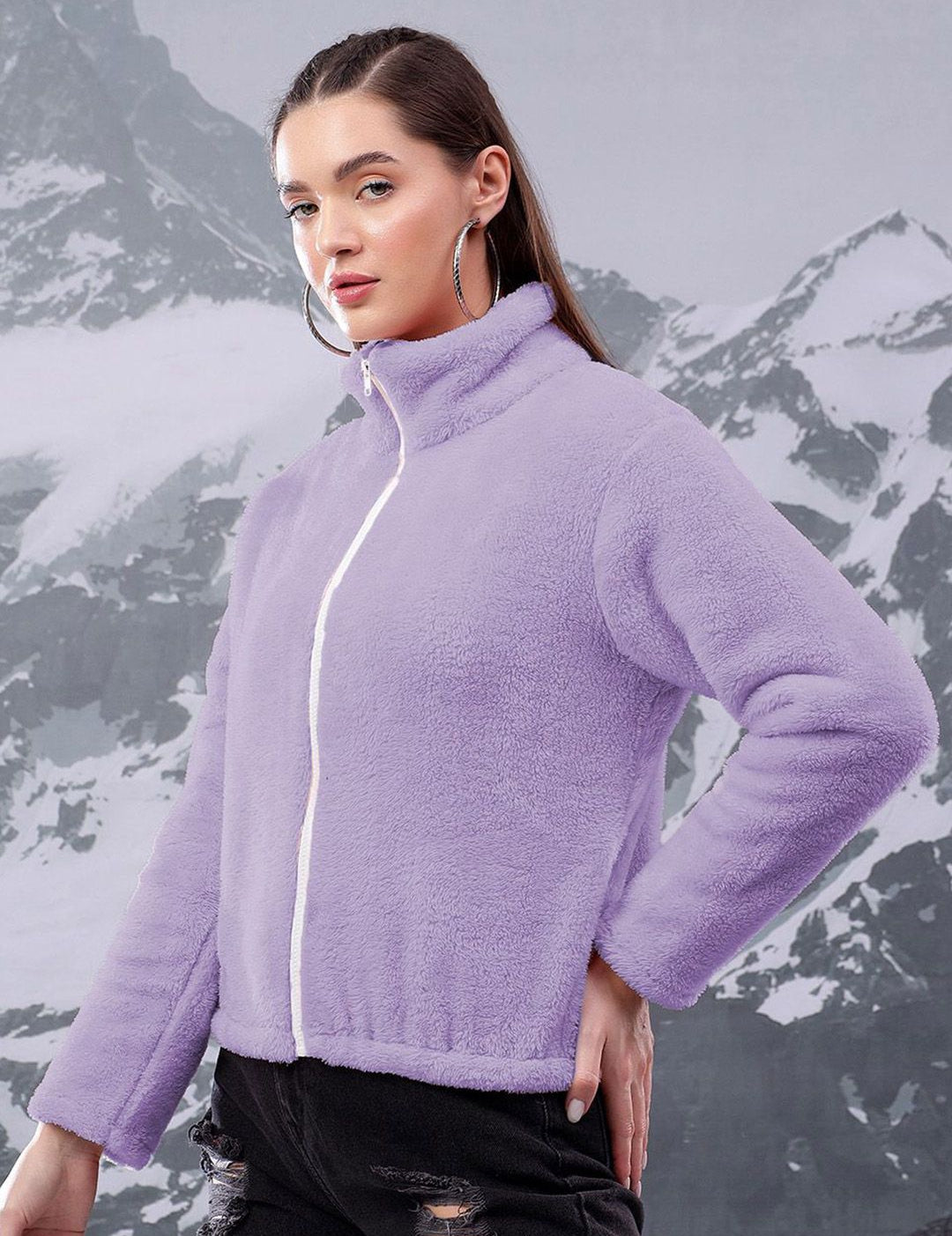 Kotty Women High Neck Front-Open Sweatshirt