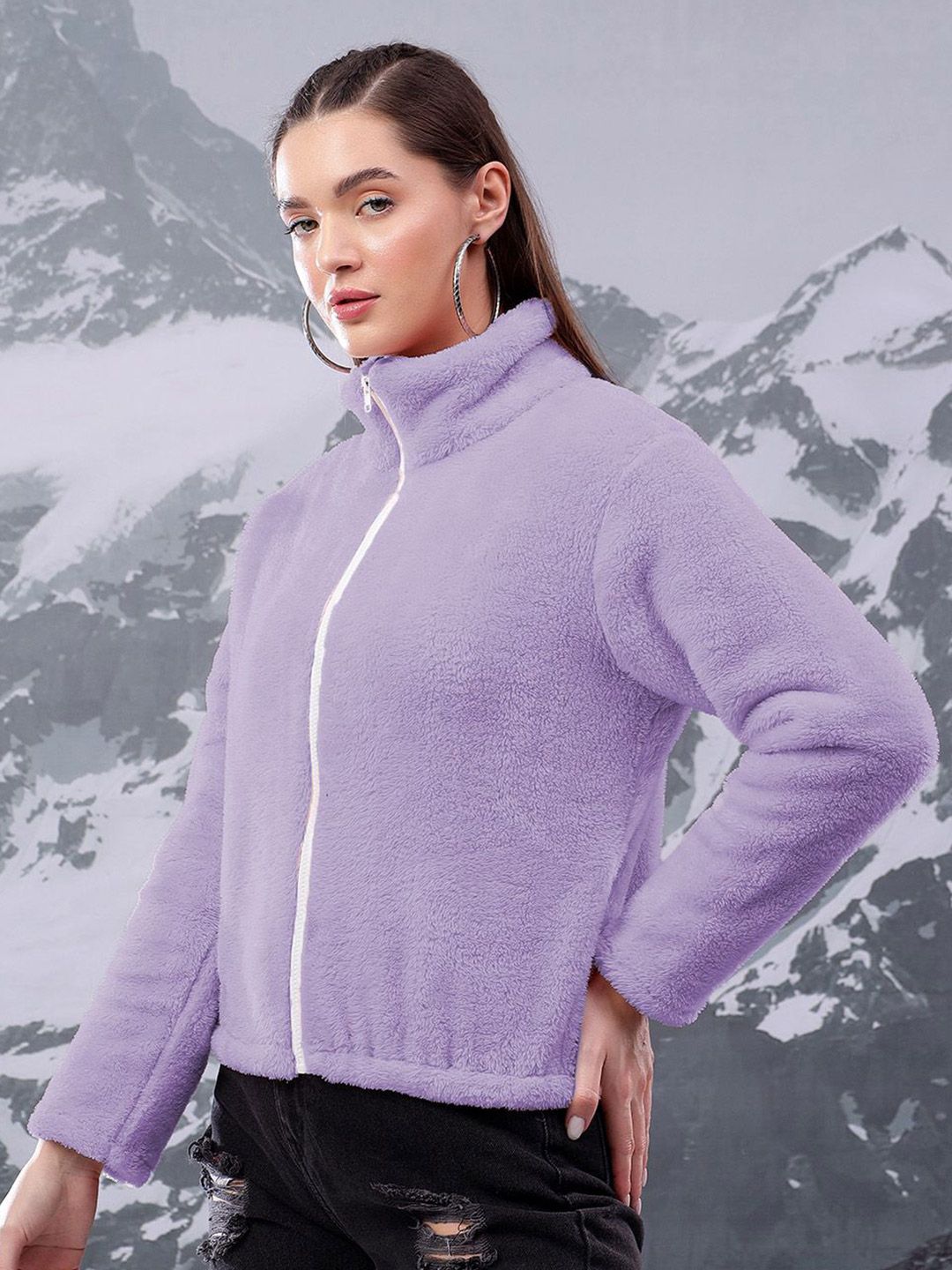 Kotty Women High Neck Front-Open Sweatshirt