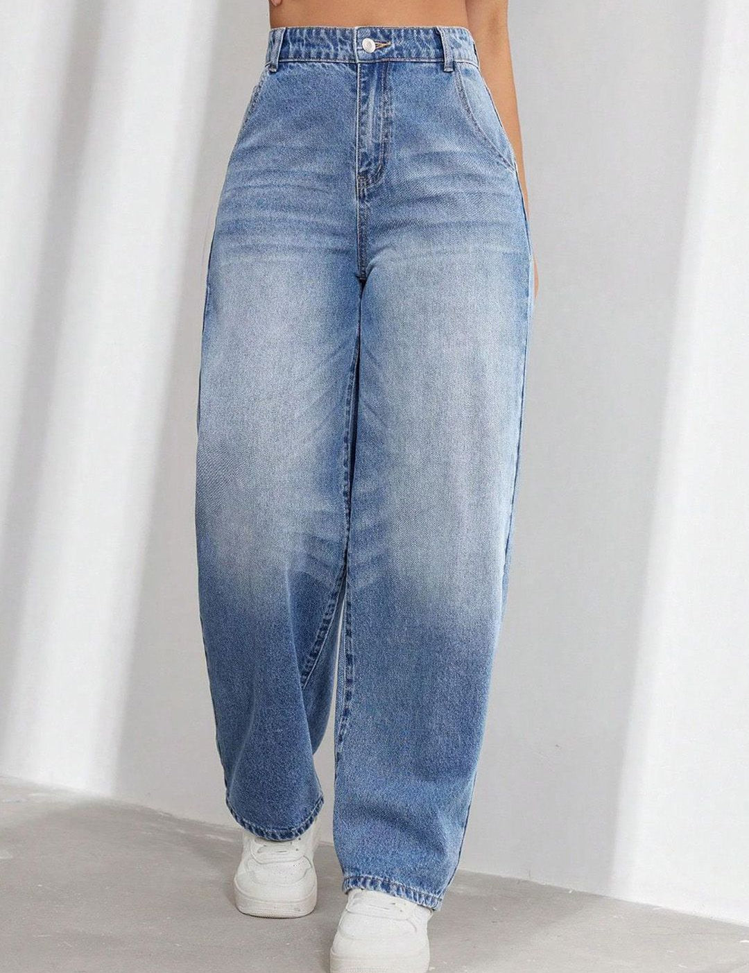 Kotty Women Jean Wide Leg High-Rise Heavy Fade Stretchable Jeans