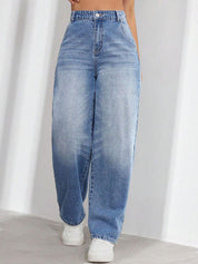 Kotty Women Jean Wide Leg High-Rise Heavy Fade Stretchable Jeans