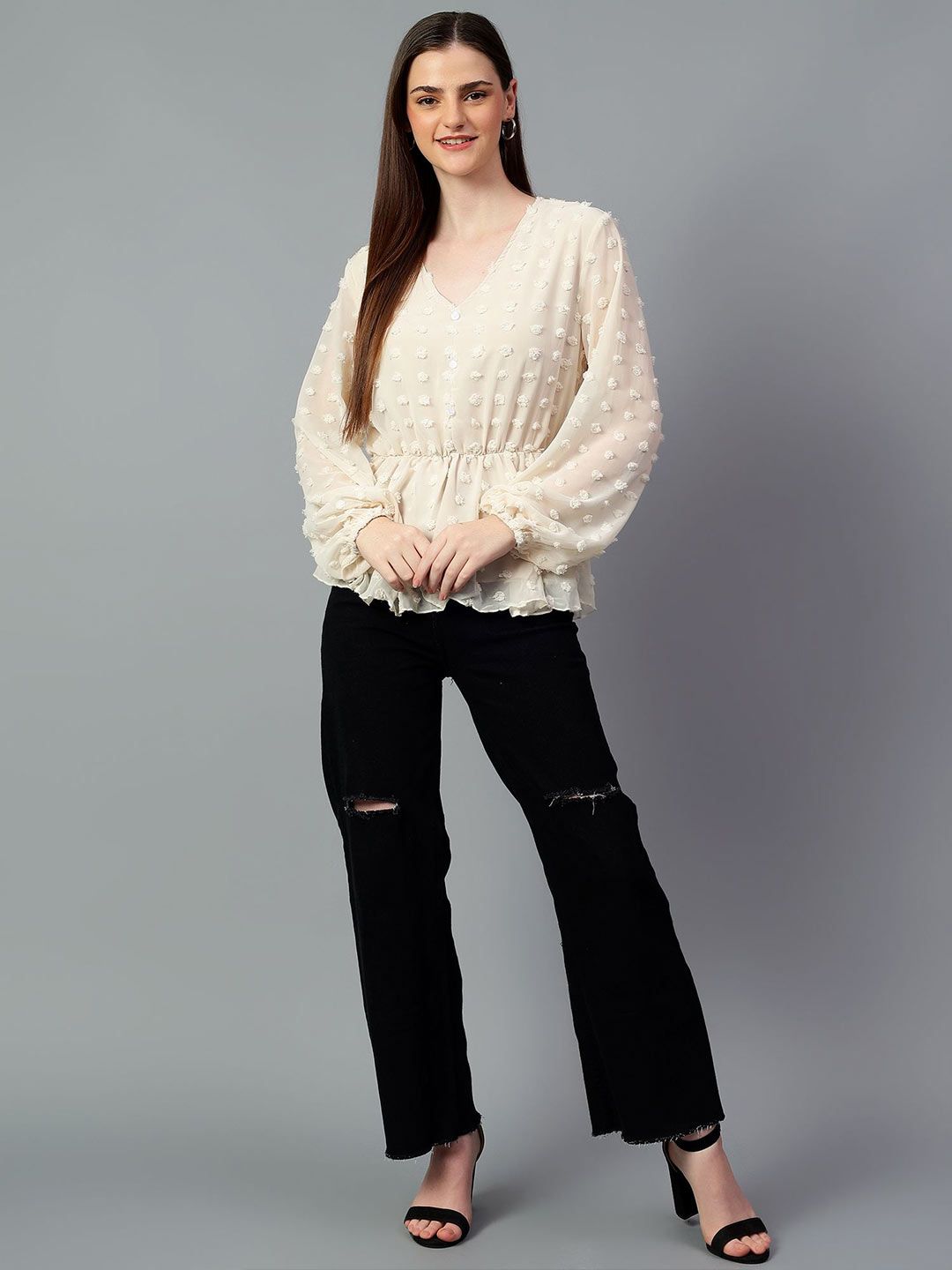 Kotty Women Solid V-Neck Top