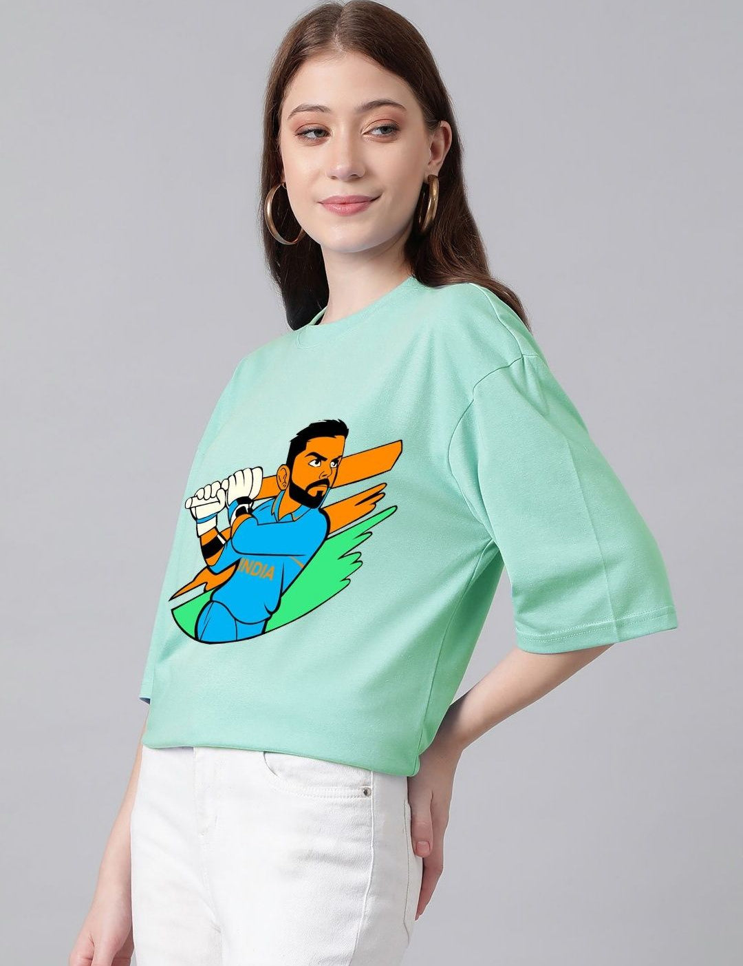 Kotty Women Graphic Printed Round Neck Cotton Oversized T-shirt