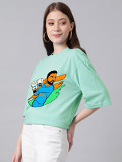 Kotty Women Graphic Printed Round Neck Cotton Oversized T-shirt