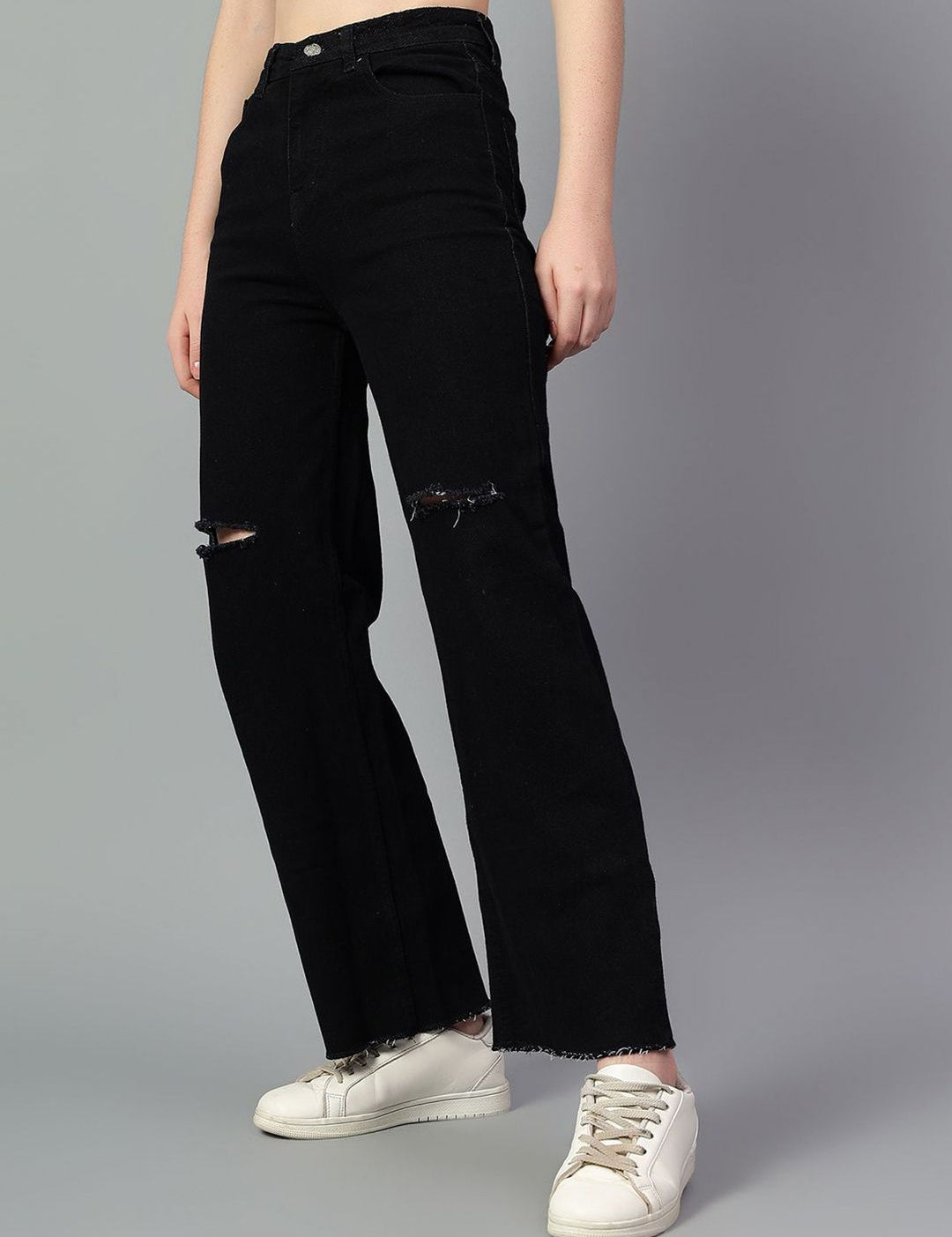 Kotty Women High-Rise Slash Knee No Fade Stretchable Jeans