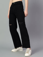 Kotty Women High-Rise Slash Knee No Fade Stretchable Jeans