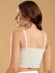 Kotty Print Women Crochet Sleeveless Crop Top